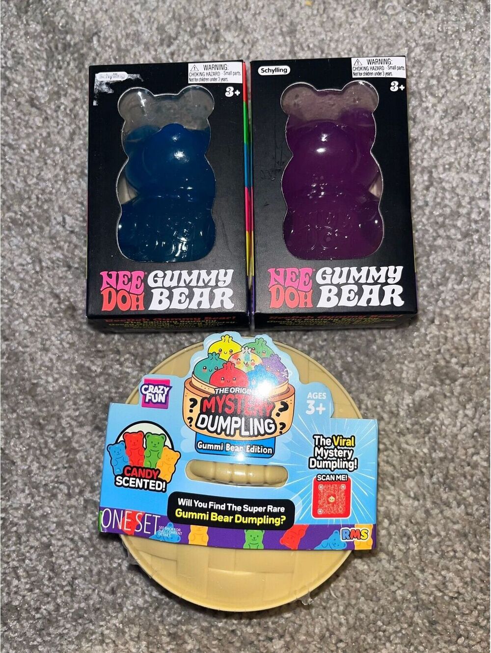 Authentic Viral Rare NeeDoh Gummy Bear & RMS Mystery Dumpling Squishy Bundle